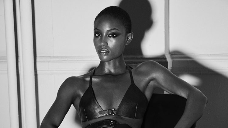 Alicia Burke Models Sultry Leather Outfits for DuJour