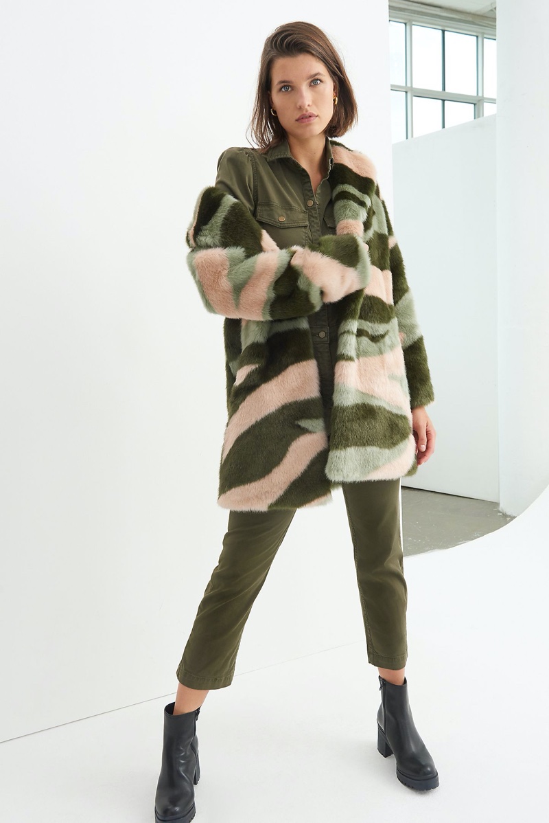 Anthropologie Marbled Faux Fur Coat $268