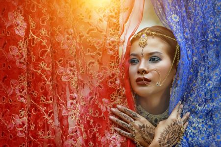 Impact of Indian Culture on International Fashion Beauty Indian Model Jewelry Nose Ring Fabrics
