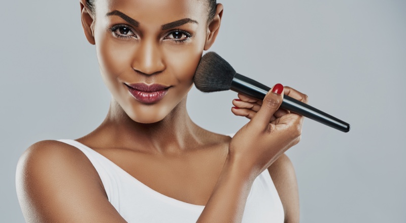 Black African Woman Makeup Brush Beauty