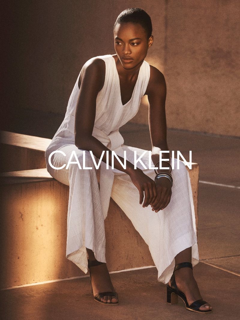 Mayowa Nicholas poses for Calvin Klein fall-winter 2020 campaign.