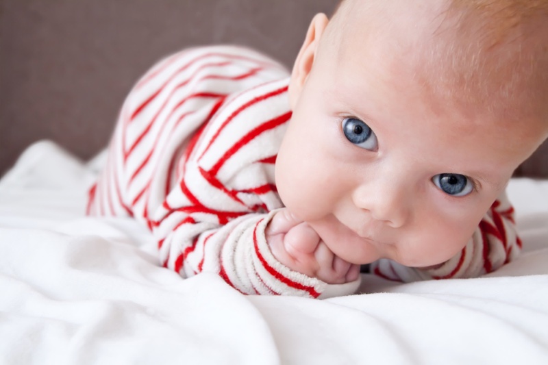 Closeup Baby Stripe Sleepsuit