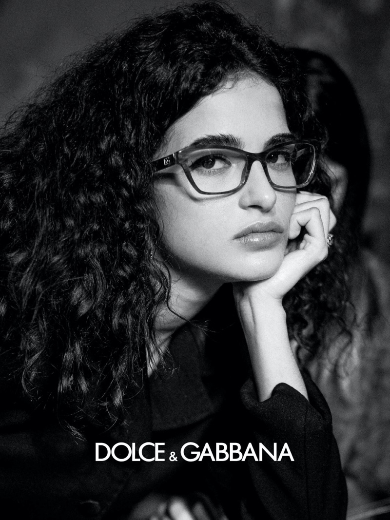 Model Chiara Scelsi appears in Dolce & Gabbana eyewear fall-winter 2020 campaign.