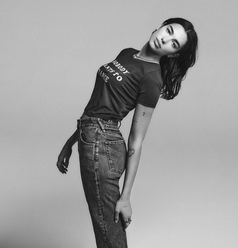 Singer Dua Lipa poses for Dua Lipa x Pepe Jeans fall-winter 2020 campaign.