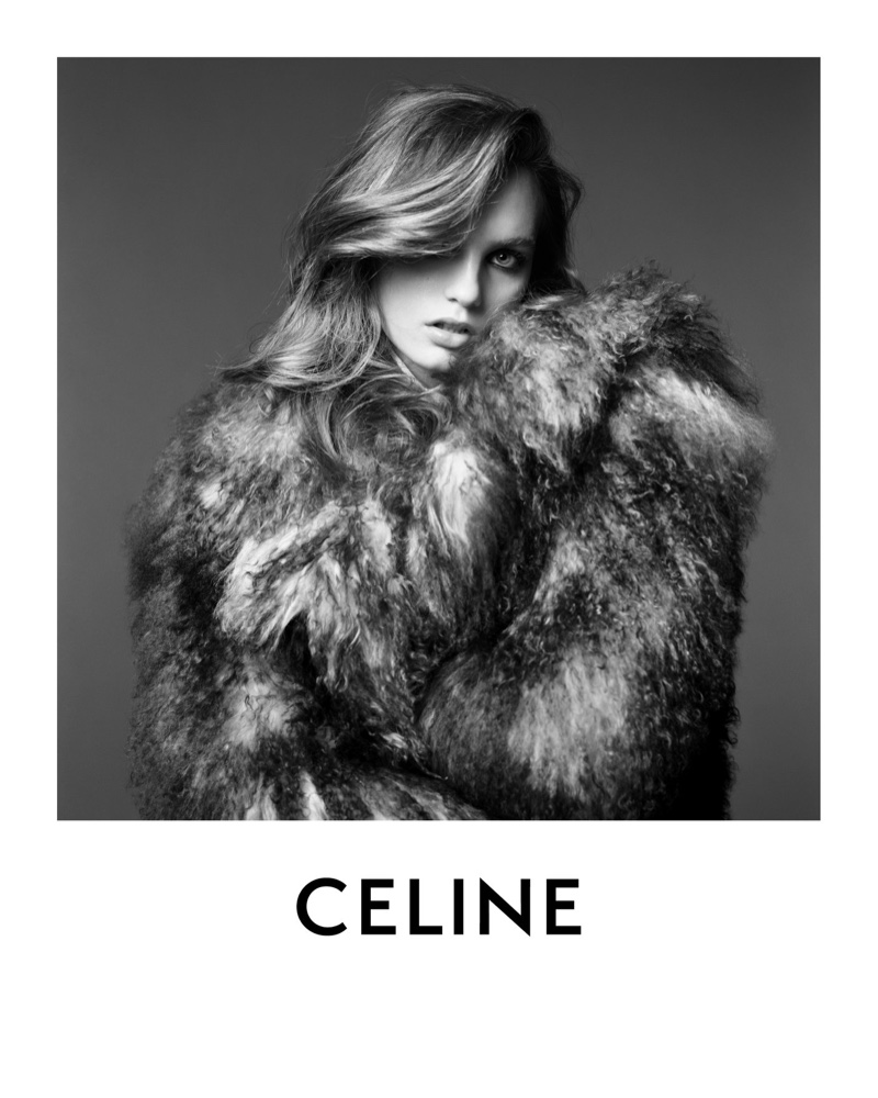 Fran Summers poses for Celine winter 2020 part 2 campaign.