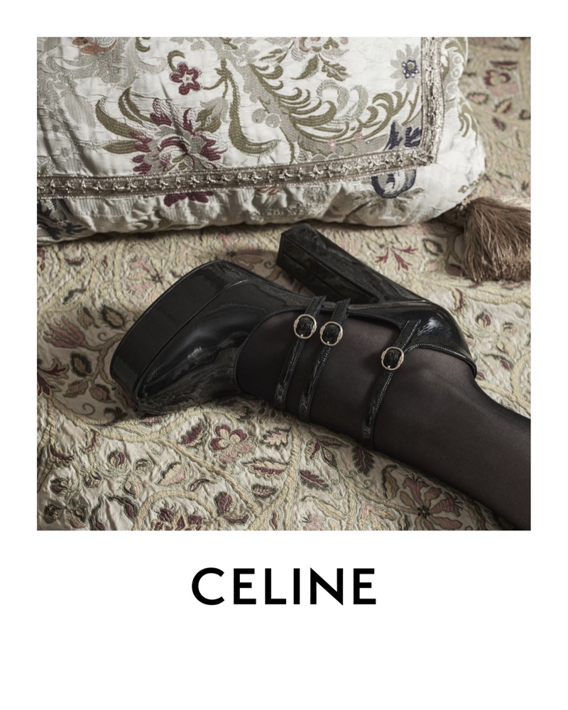 Celine focuses on Mary Jane pumps for part 2 of its winter 2020 campaign.
