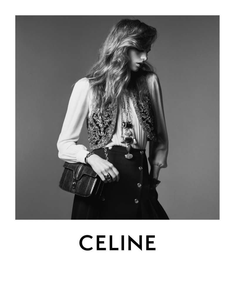 Model Fran Summers channels boho vibes in Celine winter 2020 campaign - part 2.