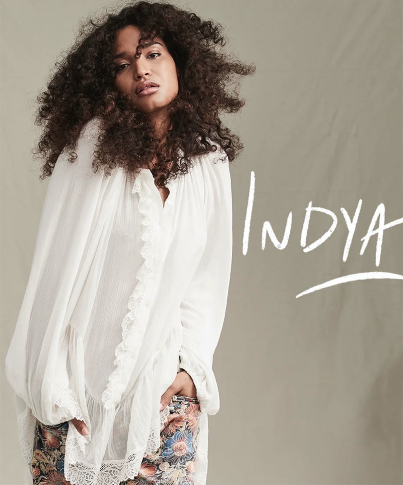 Indya Moore appears in Free People The Creative Spirit fall 2020 catalog.