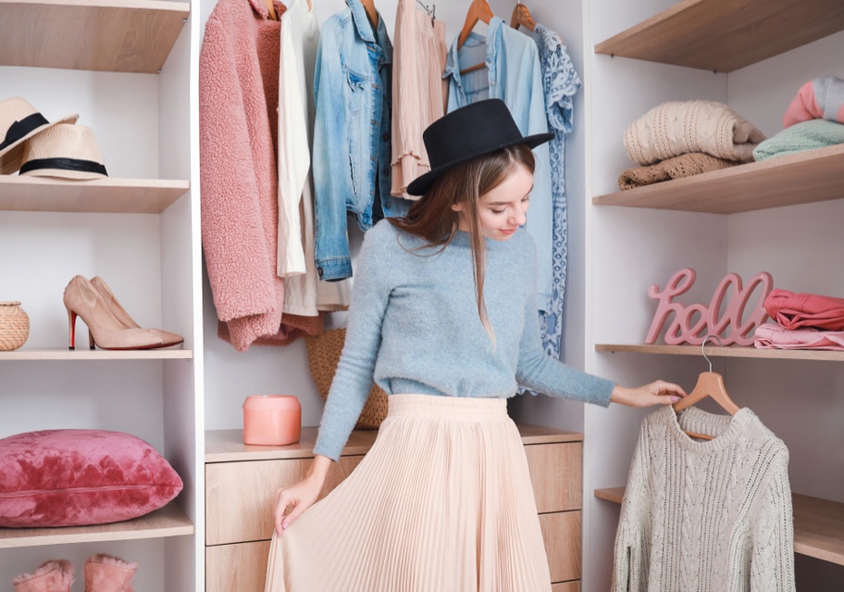 Girl Choosing Clothes Fashionable Closet Style