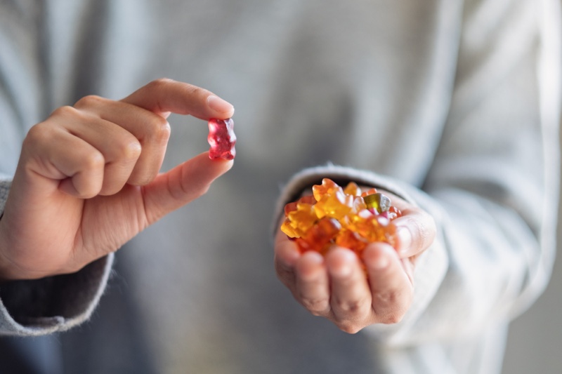 Gummies Candy Holding Closeup