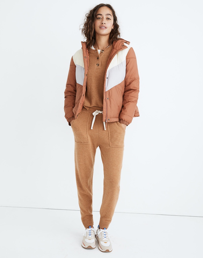 Madewell Chevron Packable Puffer Jacket in Colorblock $148