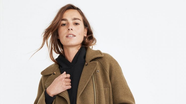 Madewell Eldridge Zip Coat in Insuluxe Fabric - Golden Spinach Melange $328