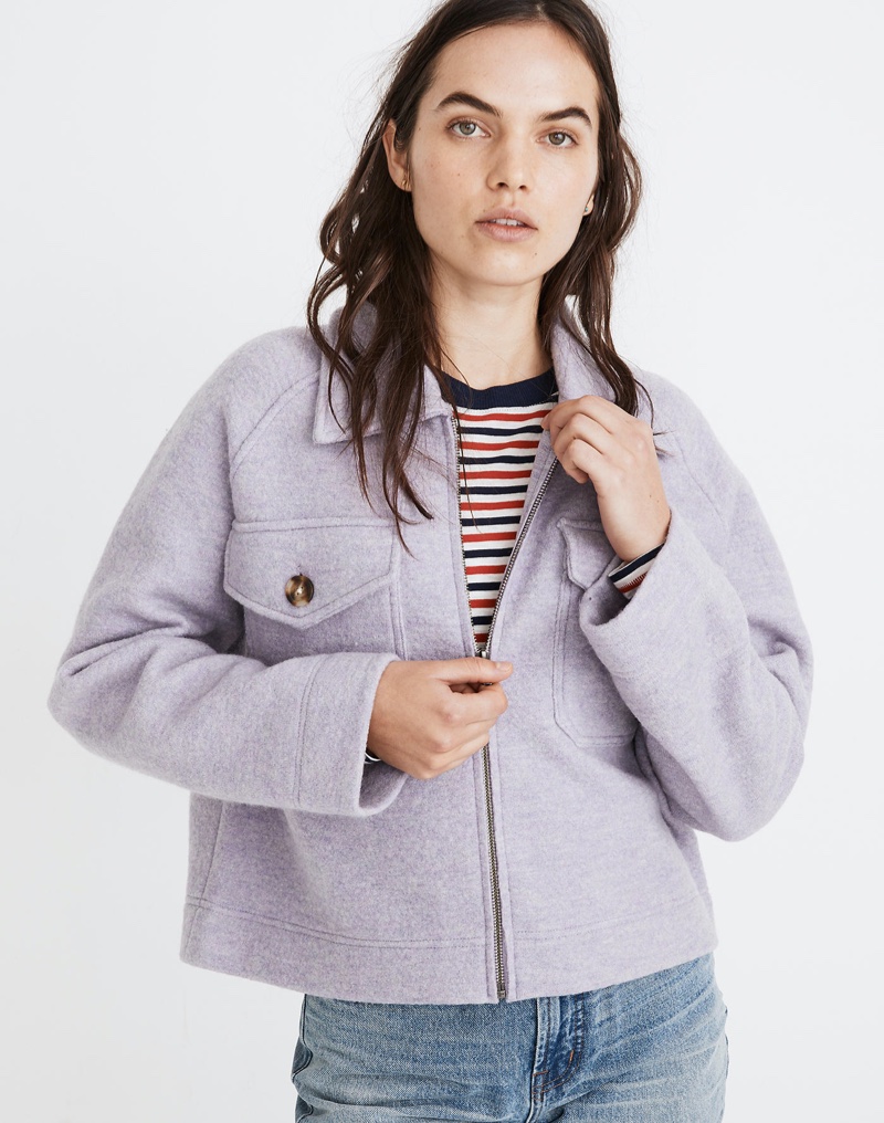 Madewell Johnsville Sweater Jacket in Heather Iris $168