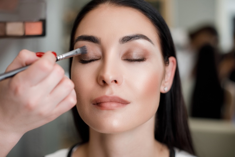 Makeup Artist Applying Makeup Woman Eyeshadow