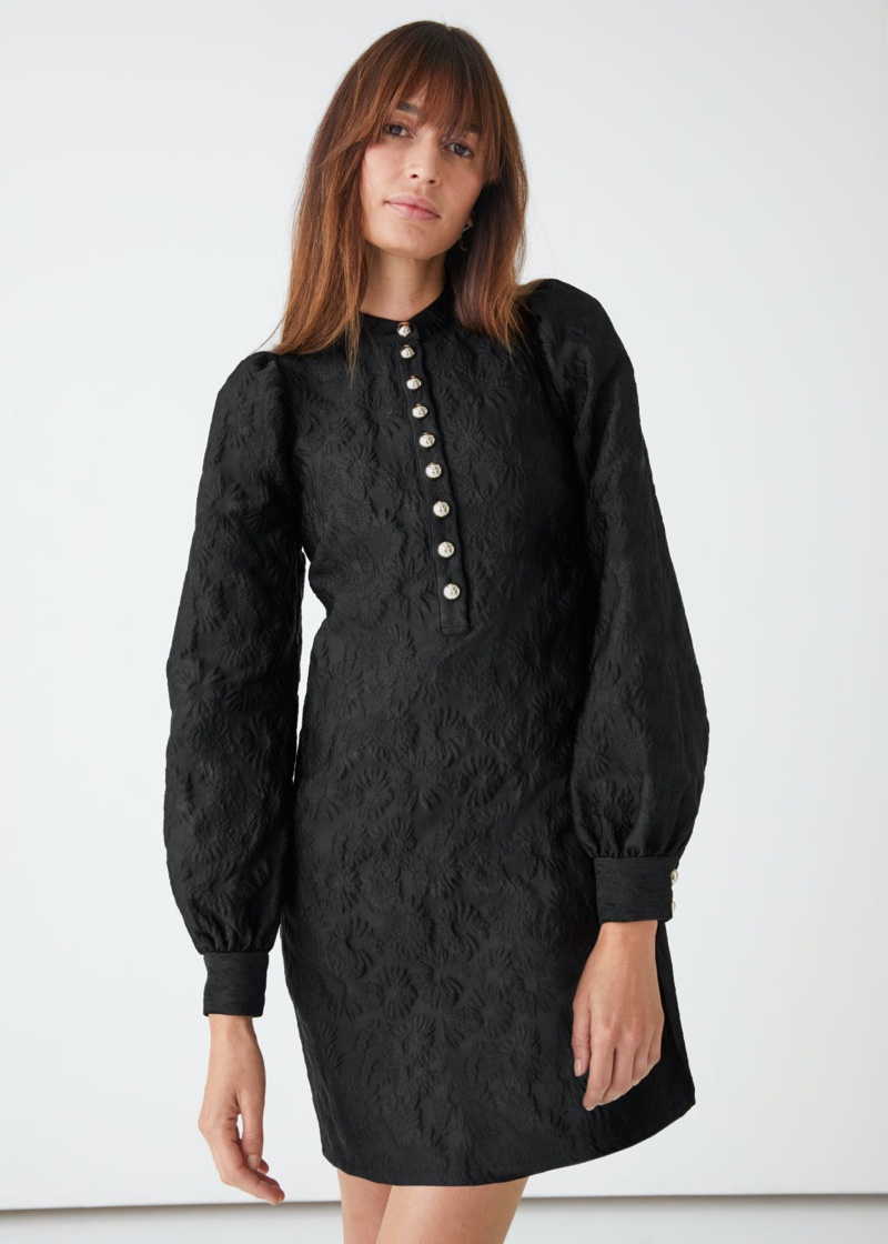 & Other Stories Buttoned Jacquard Mini Dress $129