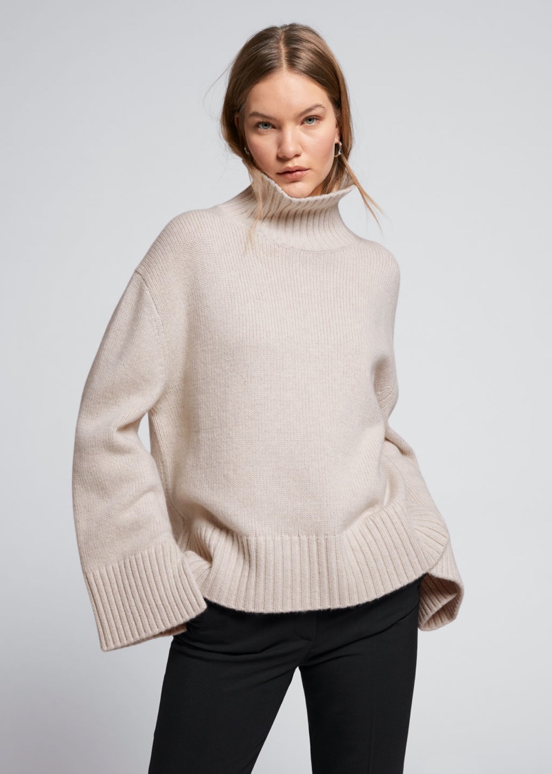& Other Stories Cashmere Turtleneck Sweater in White $219