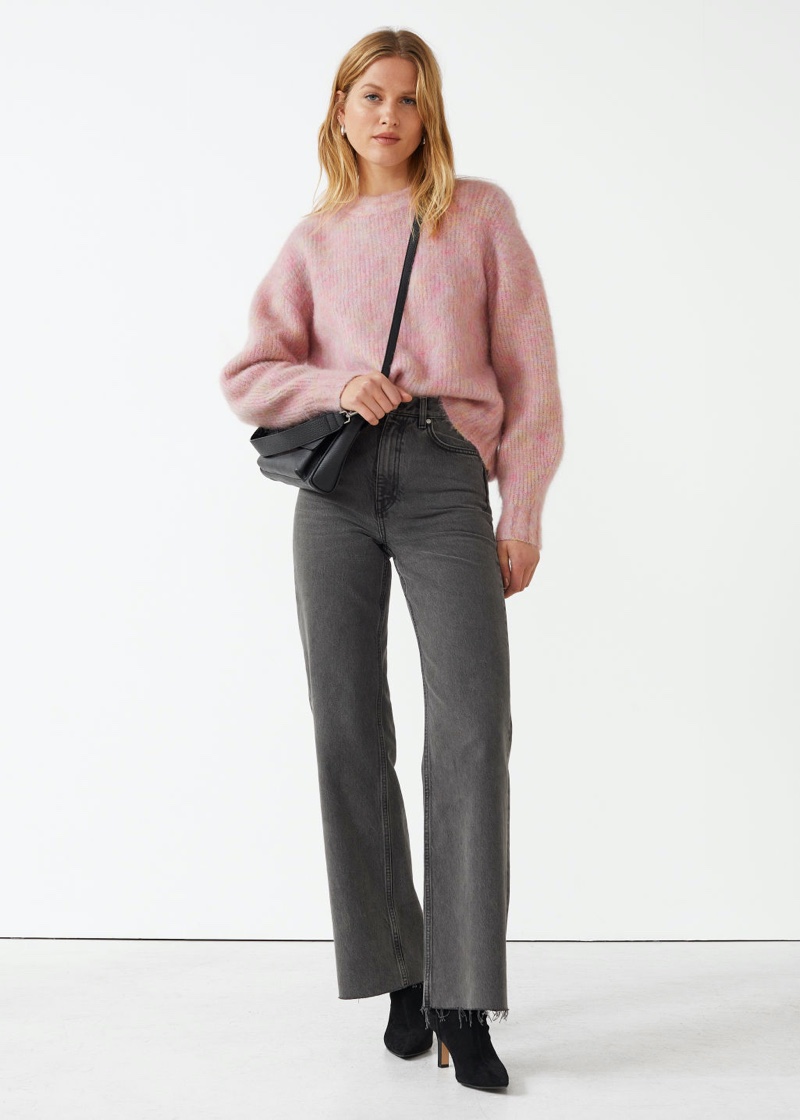 & Other Stories Fuzzy Mohair Sweater in Pink $199