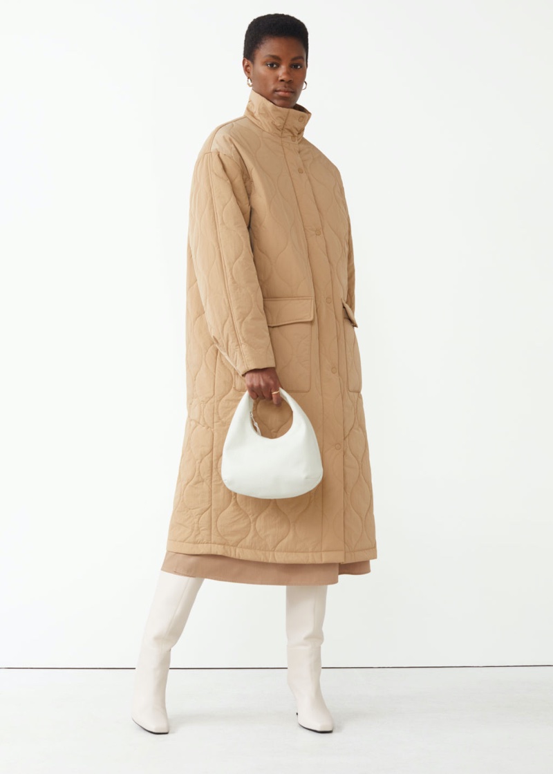 & Other Stories Oversized Quilted Coat in Beige $179