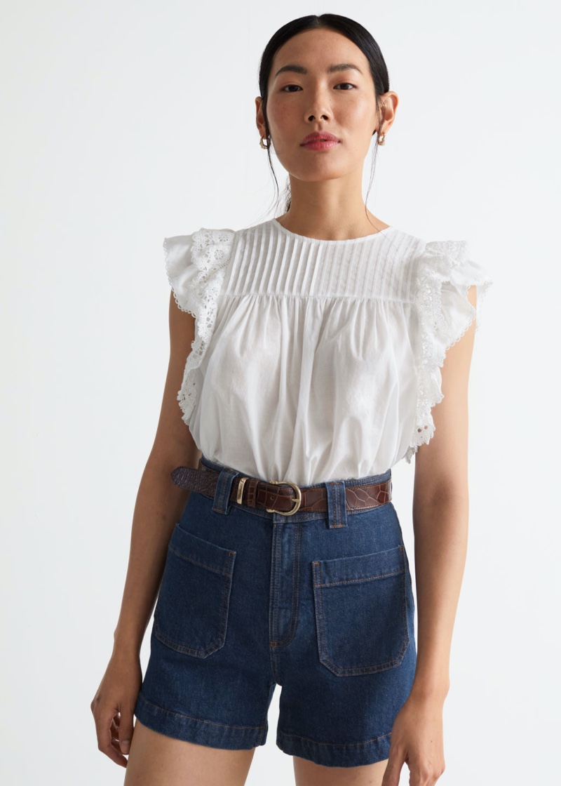 & Other Stories Ruffle Top in White $69