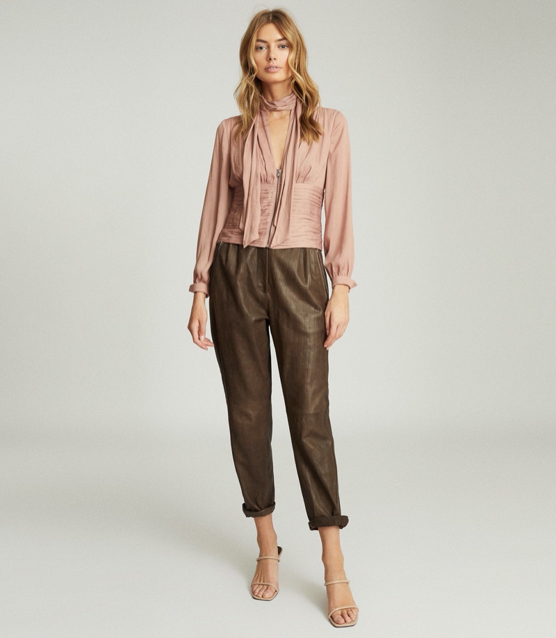 REISS Skye Pussy Bow Fitted Blouse $245