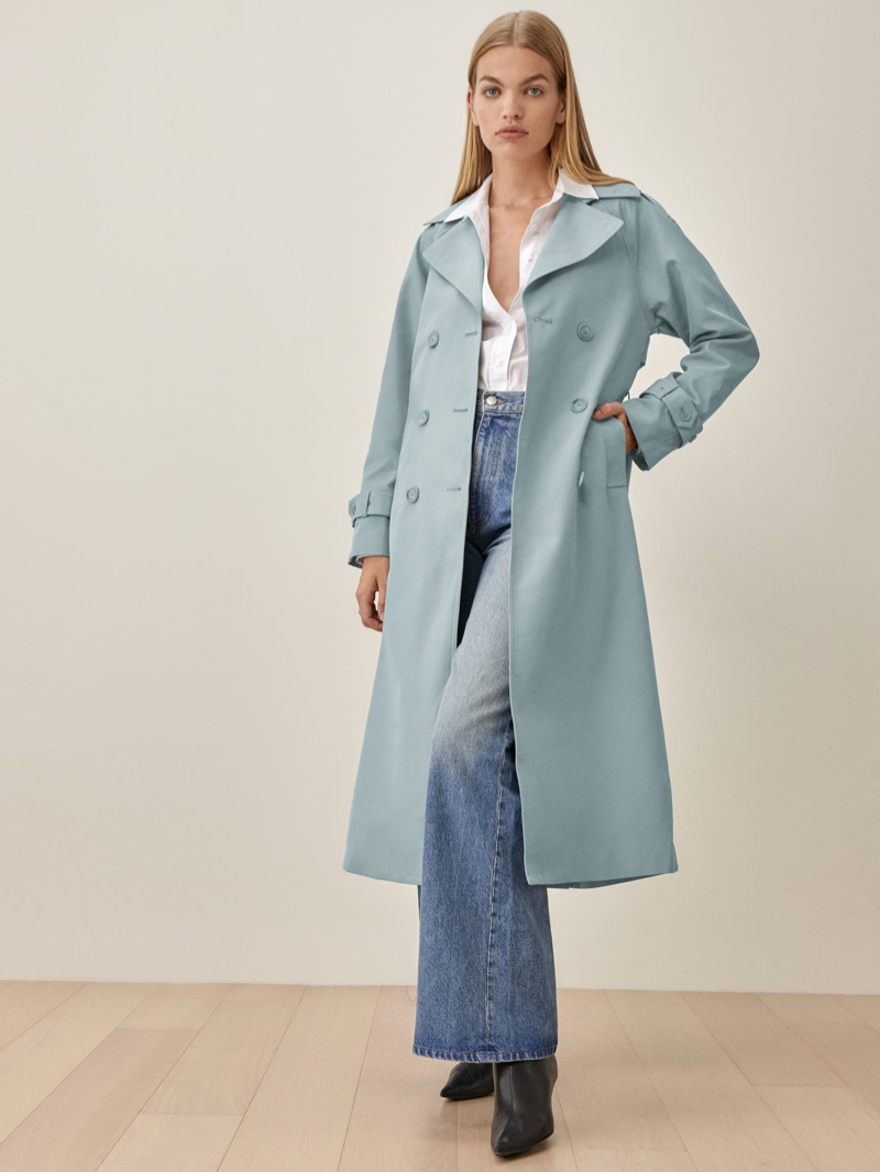 Reformation Holland Trench in Light Blue $268