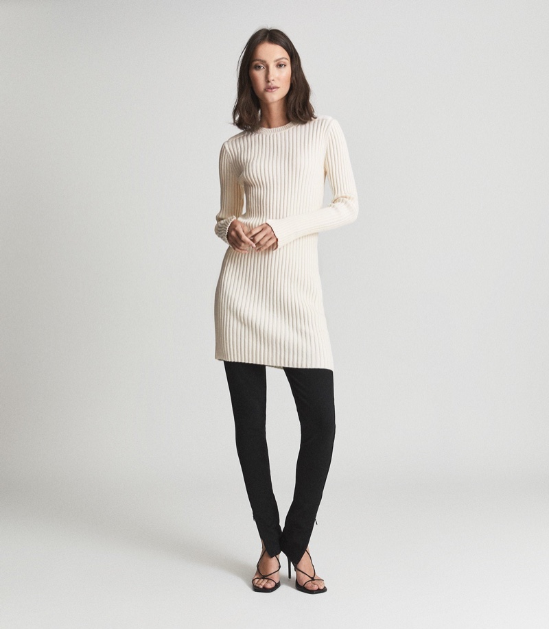 Reiss Ember Cotton Cashmere Blend Mini Dress $325