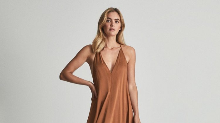 Reiss Mabel Plunge Neck Maxi Dress $375