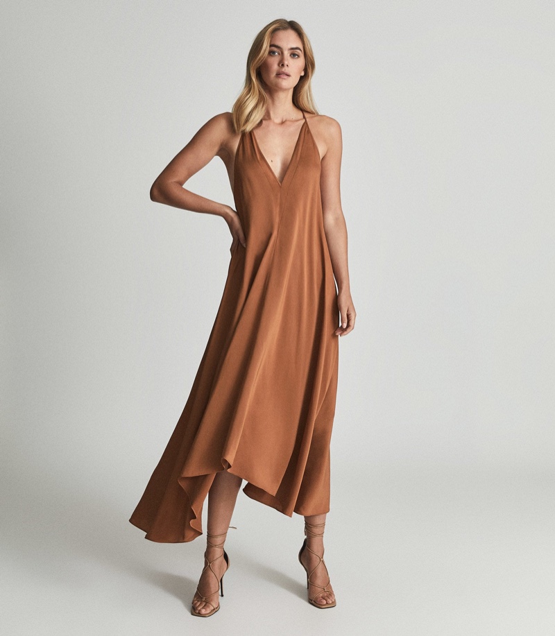 Reiss Mabel Plunge Neck Maxi Dress $375