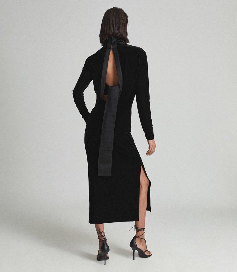 Reiss Martha High Neck Velvet Dress $320