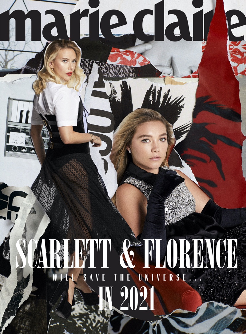 Scarlett Johansson and Florence Pugh on Marie Claire US Winter 2020 Cover.