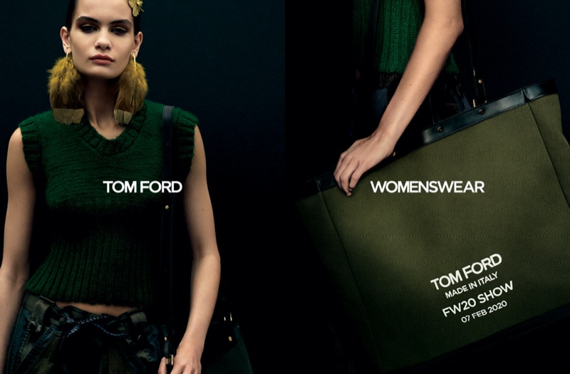 Nina Marker appears in Tom Ford fall-winter 2020 campaign.