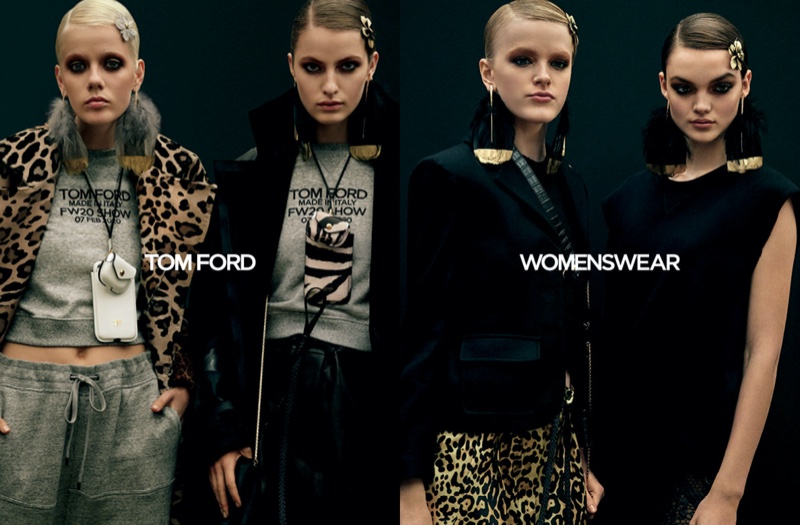 Marjan Jonkman, Felice Noordhoff, Hannah Motler, and Shayna McNiell pose for Tom Ford fall-winter 2020 campaign.