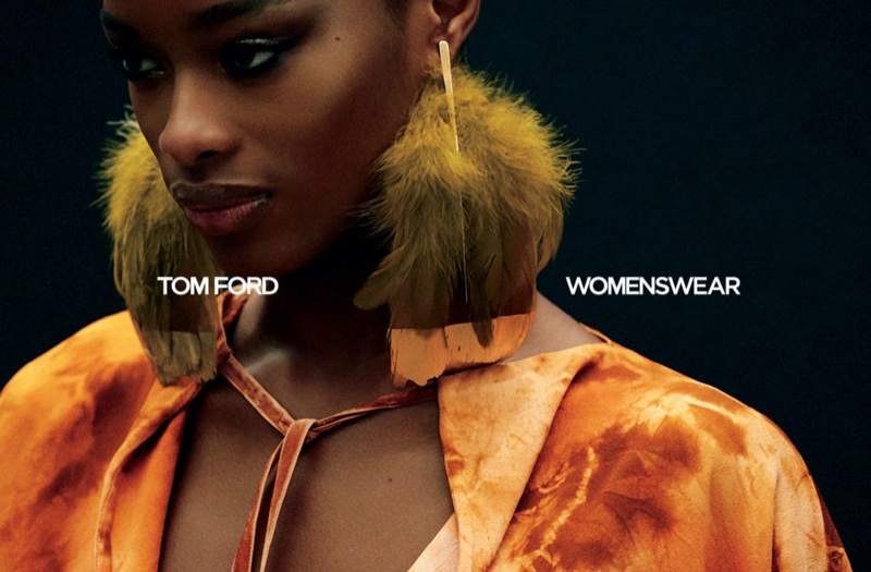 Mayowa Nicholas stars in Tom Ford fall-winter 2020 campaign.