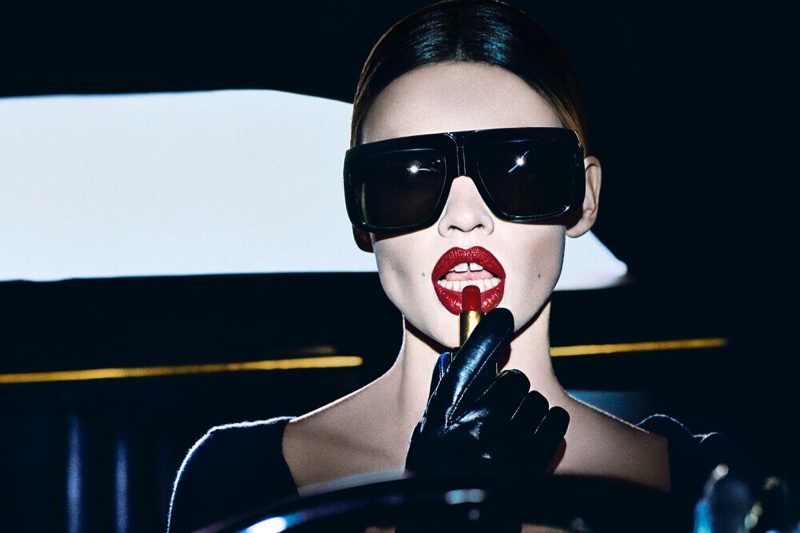 Lara Stone stars in Tom Ford Most Wanted lipstick campaign.