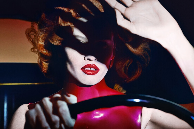 Lara Stone fronts Tom Ford Most Wanted lipstick campaign.