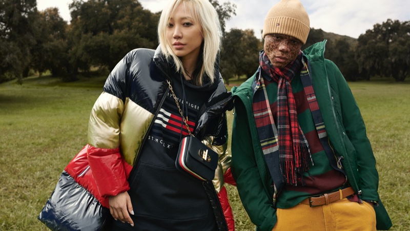 Soo Joo Park poses with Ralph Souffrant for Tommy Hilfiger fall-winter 2020 campaign.