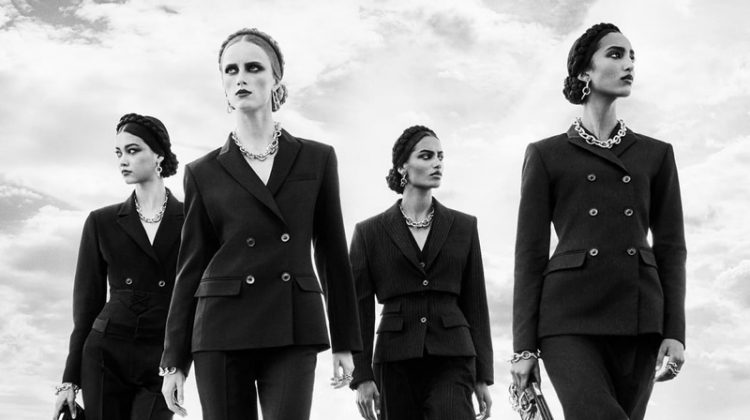 Mika Schneider, Rianne van Rompaey, Sacha Quenby, and Mona Tougaard star in Zara fall-winter 2020 campaign.