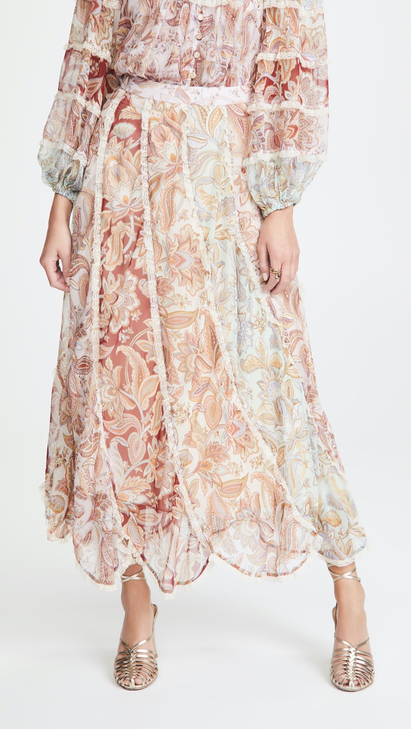 Zimmermann Ladybeetle Spliced Midi Skirt $850