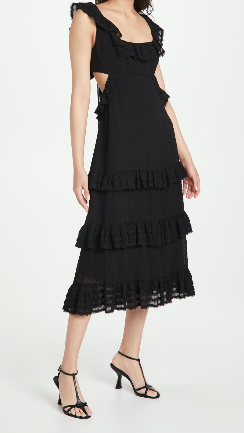 Zimmermann Pleated Lace Flutter Midi Dress $695