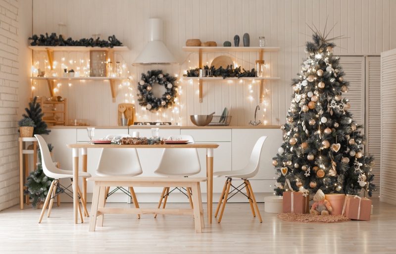 Festive Christmas Interior Light Kitchen Table