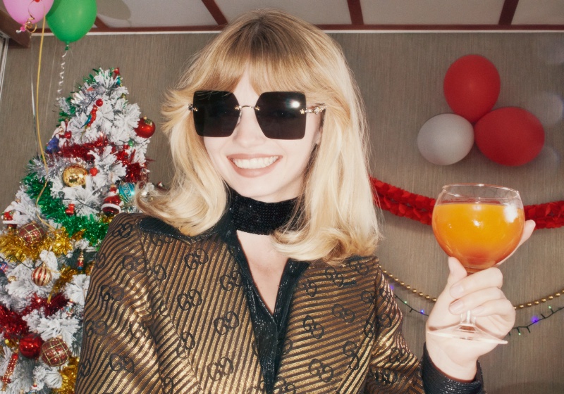 Sunglasses stand out in Gucci Holiday 2020 campaign.