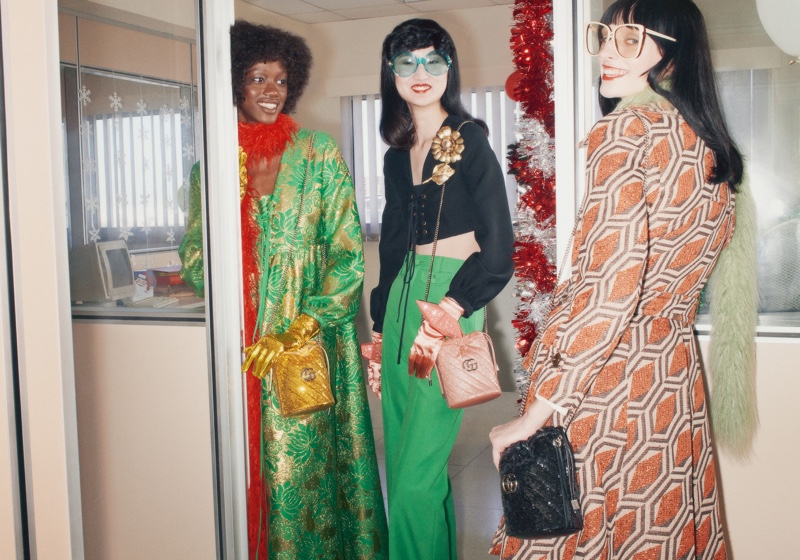 Models are all smiles in Gucci Holiday 2020 campaign.