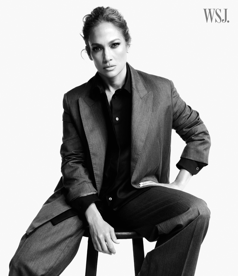 Suiting up, Jennifer Lopez poses for WSJ. Magazine.