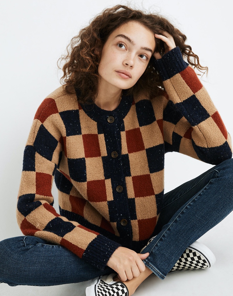 Madewell Checkered Colburne Cardigan Sweater $98