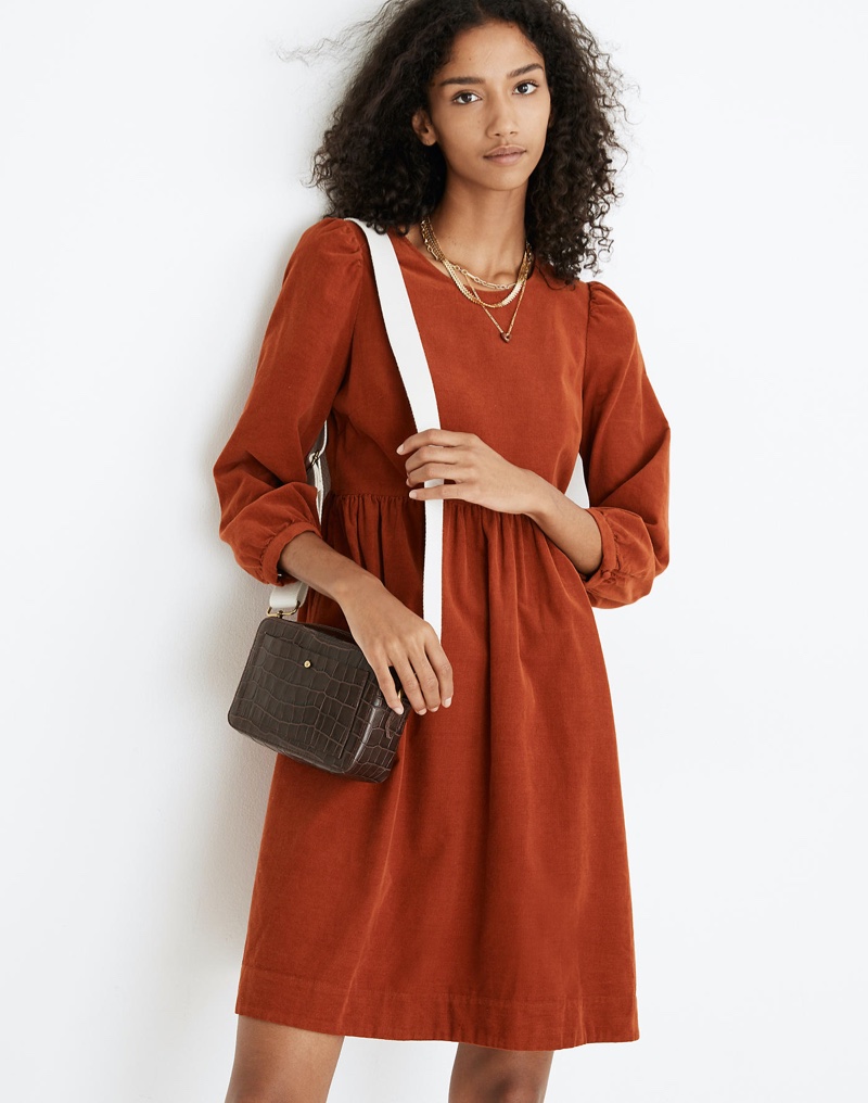 Madewell Corduroy Puff-Sleeve Mini Dress $118