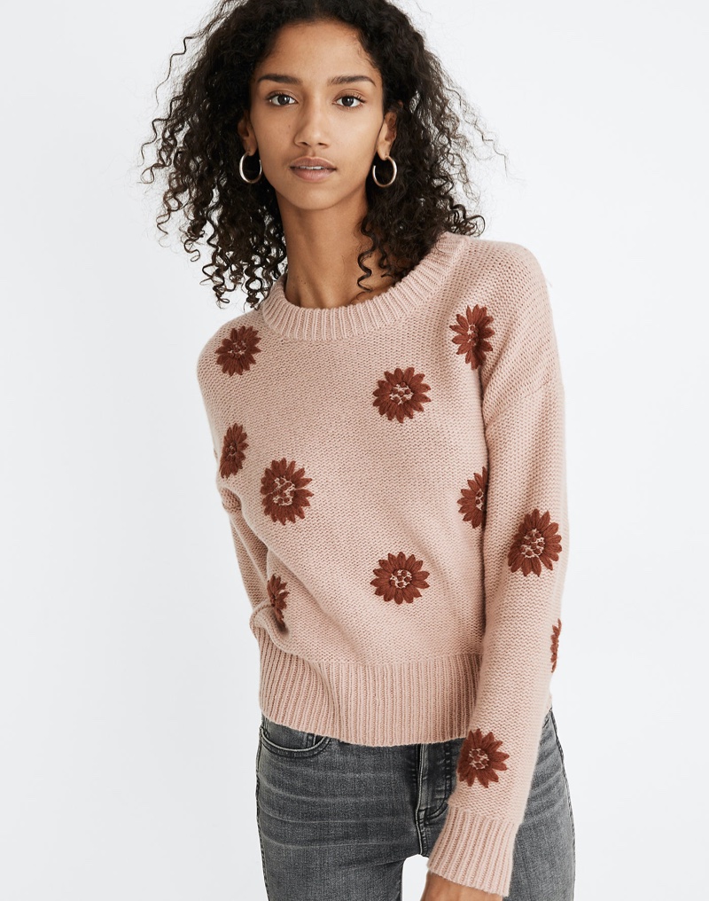 Madewell Floral Embroidered Pullover Sweater $110