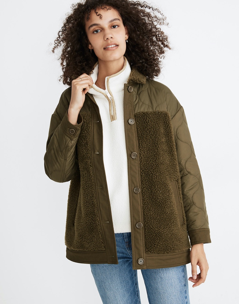 Madewell Hybrid Sherpa Jacket in Kale $175