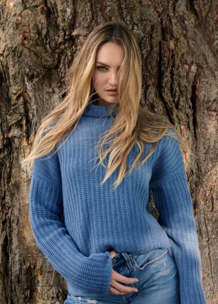 Candice Swanepoel wears Naked Cashmere Stacey sweater.