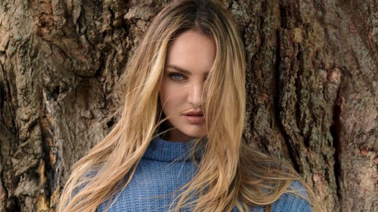 Candice Swanepoel wears Naked Cashmere Stacey sweater.