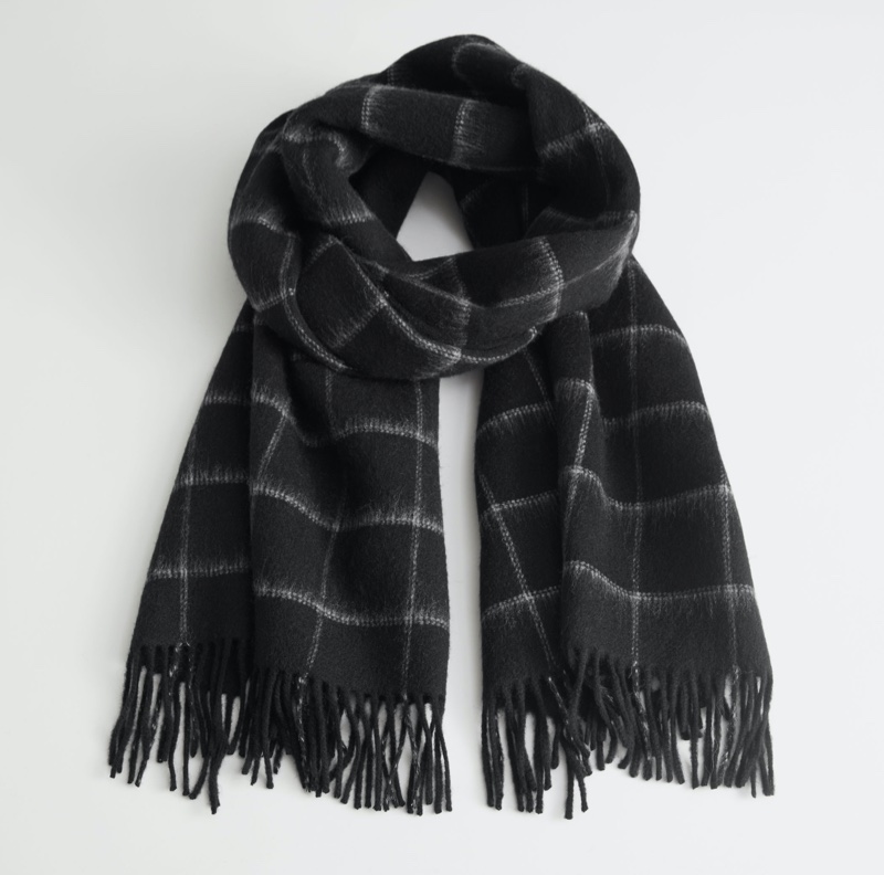 & Other Stories Fuzzy Wool Checked Scarf $89
